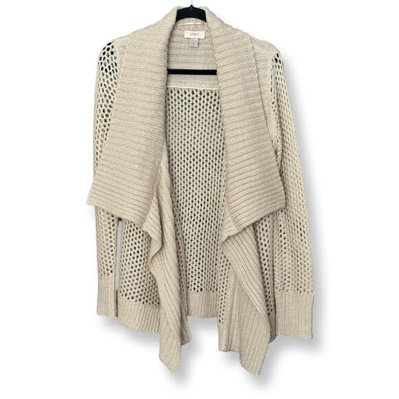 Ann Taylor Loft Tan Cable Mesh Wide Collar Open Shrug - Picture 1 of 3
